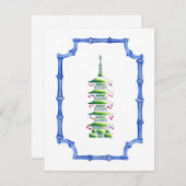 Bamboe Chinoiserie Pagode Kerstboom Notitiekaartje (Voorkant / Achterkant)