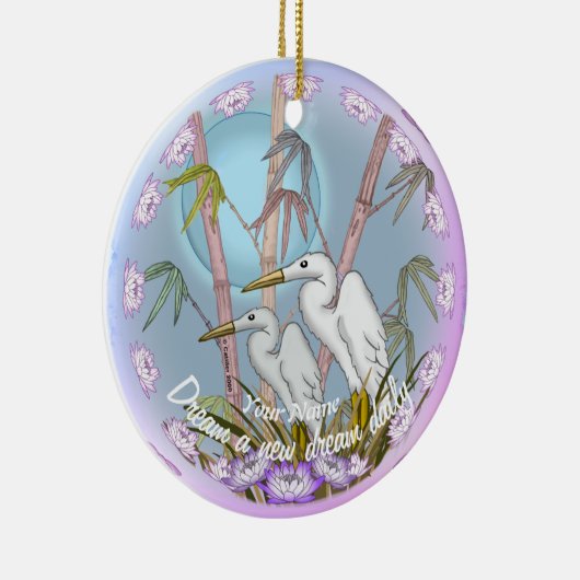 Bamboe Cranes Keramisch Ornament (Rechts)