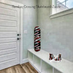 Bamboe Crossing Persoonlijk Skateboard<br><div class="desc">Abstracte foto,  met brede,  willekeurige strepen,  die in,  Vette kleuren van zwart,  rood,  donkergroen,  olijf,  en wit-lijkt,  stelen van bamboe met elkaar verweven.</div>