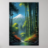 Bamboe Dans, Stroom in het Bos Poster (Voorkant)