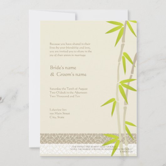 Bamboe Design Wedding Invitations Kaart (Voorkant)