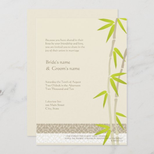 Bamboe Design Wedding Invitations Kaart (Voorkant / Achterkant)