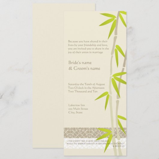 Bamboe Design Wedding Invitations Kaart (Voorkant / Achterkant)