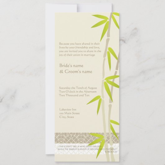 Bamboe Design Wedding Invitations Kaart (Voorkant)