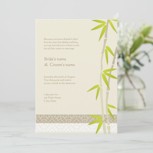 Bamboe Design Wedding Invitations Kaart (Staand voorkant)