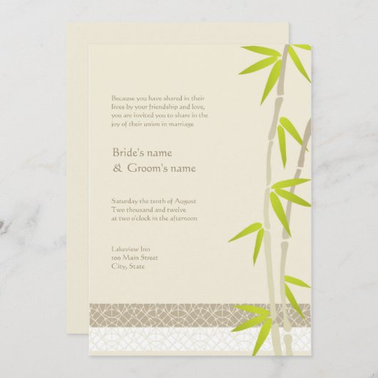 Bamboe Design Wedding Invitations Kaart (Voorkant / Achterkant)