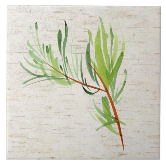 Bamboe en berken keramische Tegel Tegeltje (Voorkant)