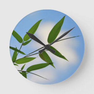 Bamboe en Blue Sky Clock Ronde Klok