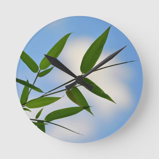 Bamboe en Blue Sky Clock Ronde Klok (Voorkant)