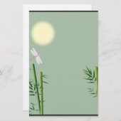 Bamboe en Dragonfly Floral Stationery Briefpapier (Voorkant / Achterkant)