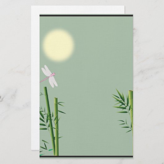 Bamboe en Dragonfly Floral Stationery Briefpapier (Voorkant / Achterkant)