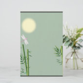 Bamboe en Dragonfly Floral Stationery Briefpapier (Staand voorkant)