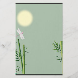Bamboe en Dragonfly Floral Stationery Briefpapier