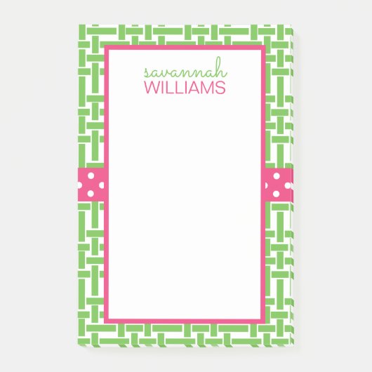 Bamboe en gepersonaliseerde Grosgrain Post-it Noti Post-it® Notes (Voorkant)