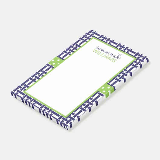 Bamboe en gepersonaliseerde Grosgrain Post-it Noti Post-it® Notes (Schuin)