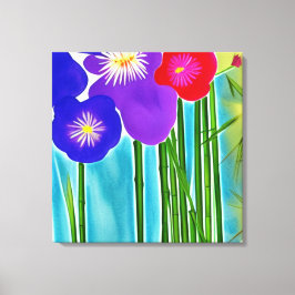 Bamboe en Hibiscus Canvas Afdruk