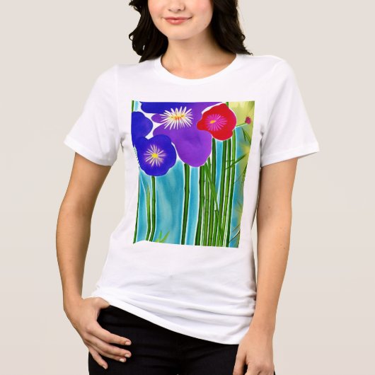 Bamboe en Hibiscus Tri-Blend Shirt (Voorkant)