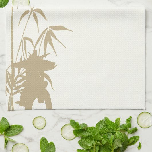 Bamboe en Japanse lantaarn Theedoek (Gevouwen)