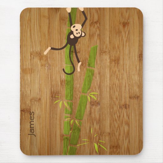 Bamboe en Monkey Funny Mousepad Muismat (Voorkant)
