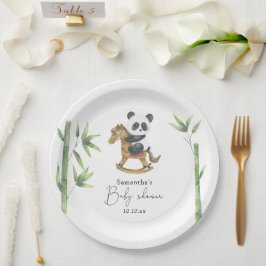 Bamboe en Panda Beer baby shower Papieren Bordje
