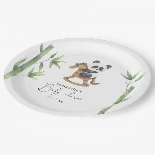 Bamboe en Panda Beer baby shower Papieren Bordje (Gekanteld)