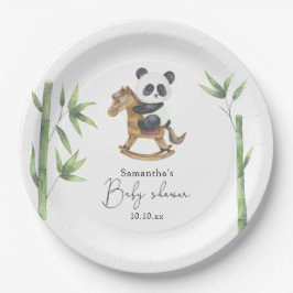 Bamboe en Panda Beer baby shower Papieren Bordje