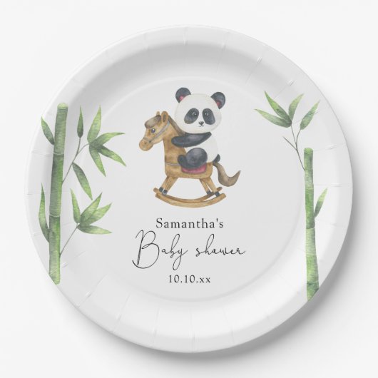Bamboe en Panda Beer baby shower Papieren Bordje (Voorkant)