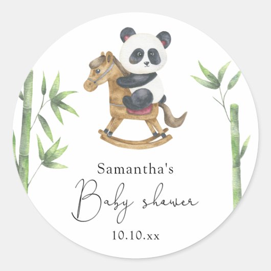 Bamboe en Panda Beer baby shower Ronde Sticker (Voorkant)