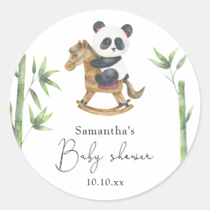 Bamboe en Pandabeer baby shower Ronde Sticker