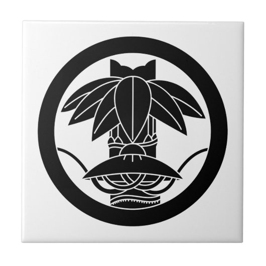 Bamboe en pet met rand in cirkel tegeltje (Voorkant)