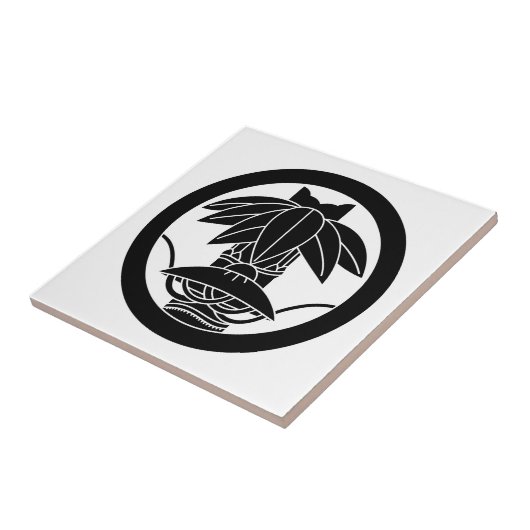 Bamboe en pet met rand in cirkel tegeltje (Zijkant)