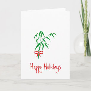 Bamboe en Red Bow Holiday Greeting Kaart