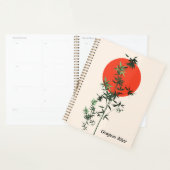 Bamboe en rode zon op geelbruine achtergrond planner (Display)