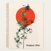 Bamboe en rode zon op geelbruine achtergrond planner (Voorkant)