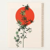 Bamboe en rode zon op geelbruine achtergrond planner (Achterkant)