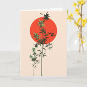 Bamboe en rode zon verjaardag kaart (Gele Bloem)