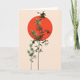 Bamboe en rode zon verjaardag kaart