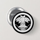 Bamboe en strohoed in cirkel ronde button 5,7 cm (Voorkant /achterkant)