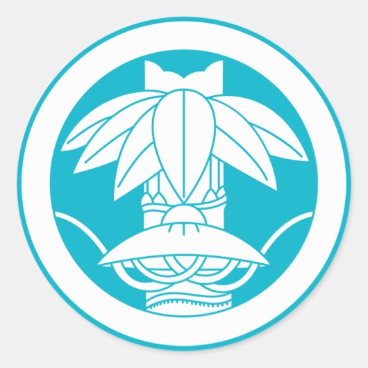 Bamboe en strohoed in cirkel ronde sticker (Voorkant)