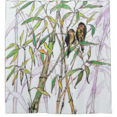 Bamboe en vogels douchegordijn (Voorkant)