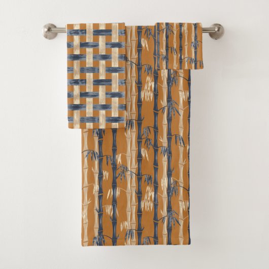 Bamboe Forest Mid Century Moderne Rust Bad Handdoek (Insitu)