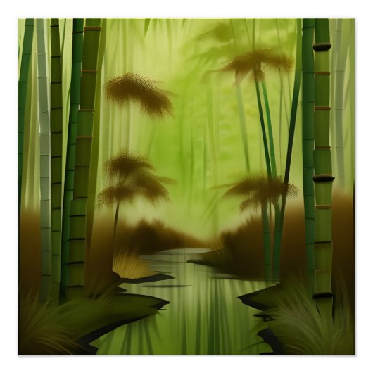 Bamboe Forest Traditional Chinese Painting Perfect Poster (Voorkant)