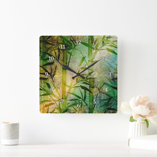 Bamboe Forest Vierkante Klok (Huis)