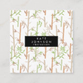 Bamboe gebladerte oosterse groen bladeren QR-code Vierkante Visitekaartje (Voorkant)