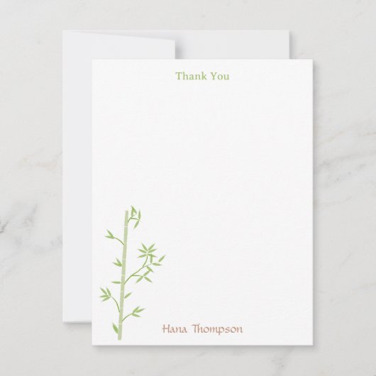 Bamboe gebladerte Oosterse groene bladeren Bedankkaart (Voorkant)