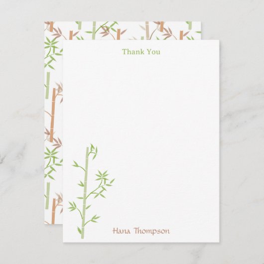 Bamboe gebladerte Oosterse groene bladeren Bedankkaart (Voorkant / Achterkant)