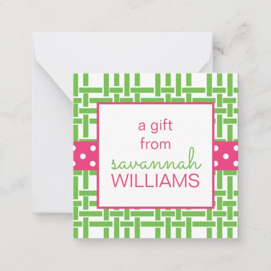 Bamboe & Grosgrain Cadeaubehuizing Kaarten Notitiekaartje (Voorkant)