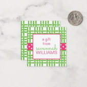 Bamboe & Grosgrain Cadeaubehuizing Kaarten Notitiekaartje (Voorkant / Achterkant in situ)