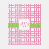 Bamboe & Grosgrain Monogrammed Fleece Blanket (Voorkant)