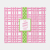 Bamboe & Grosgrain Monogrammed Fleece Blanket (Voorkant (Horizontaal))